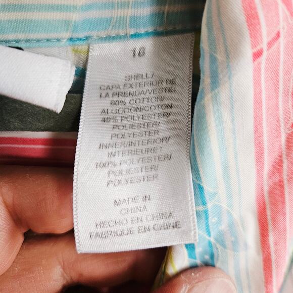 Alfred Dunner Womens Size 16 Button Front Blouse Multicolor Summer Stripe Floral - Picture 6 of 6